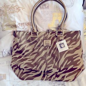 Anne Klein tiger stripe canvas tote